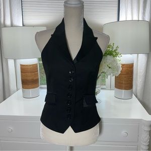 Karen Millen Black halter button-up tuxedo style vest size 8